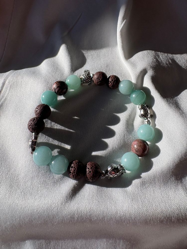 Diffuser Bracelet with Essential Oil Blend - Aquamarine & Lava - Small