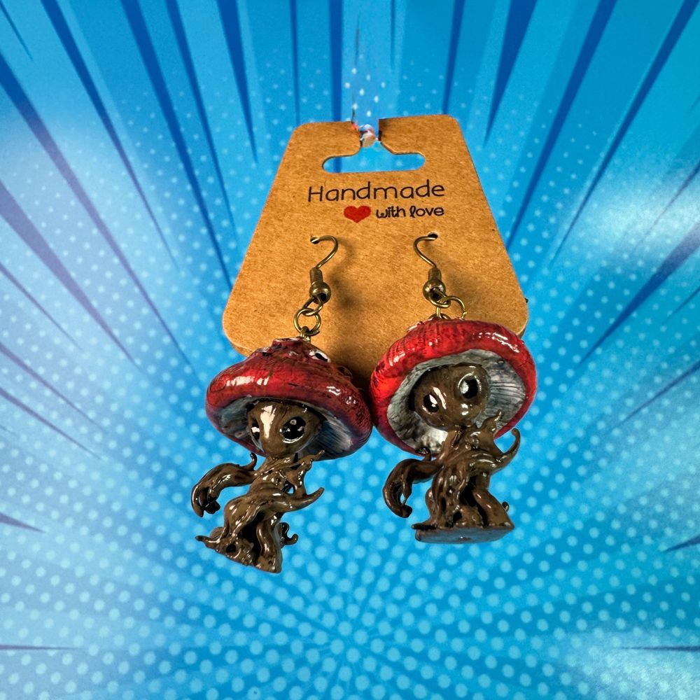 Fantasy D&D Mushroom Creature Earrings – 3D Printed RPG Jewe...