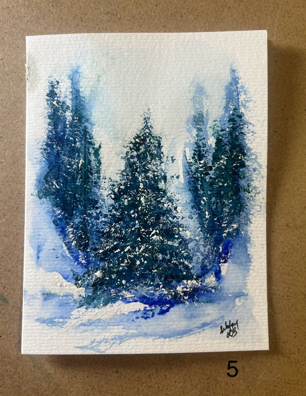 Holiday Card Tree #5 - ORIGINAL watercolor painting 