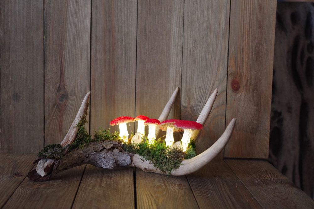 Mushroom Light Deer Antler Centerpiece