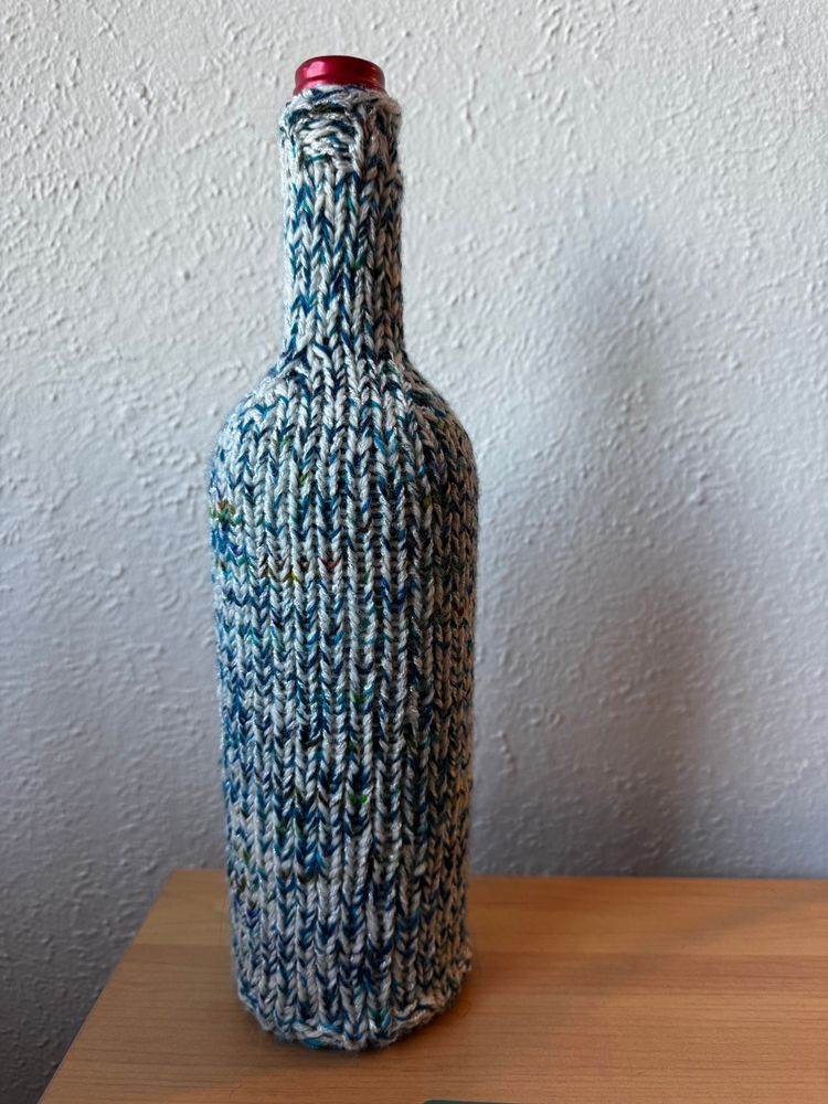 Hand-Knitted Wine Bottle Sweater