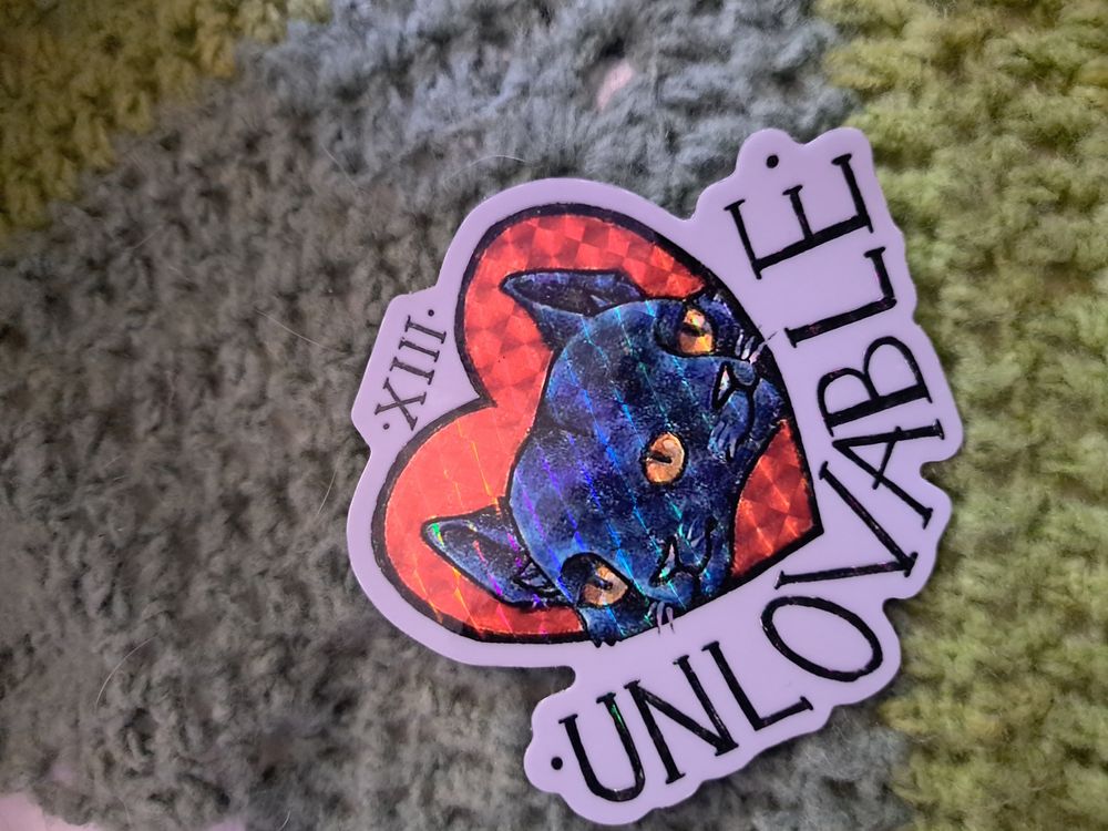 Holographic sticker: 2 faced cats