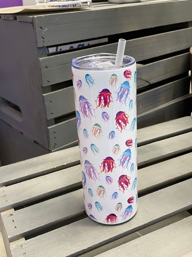 Watercolor Jellyfish Skinny Tumbler