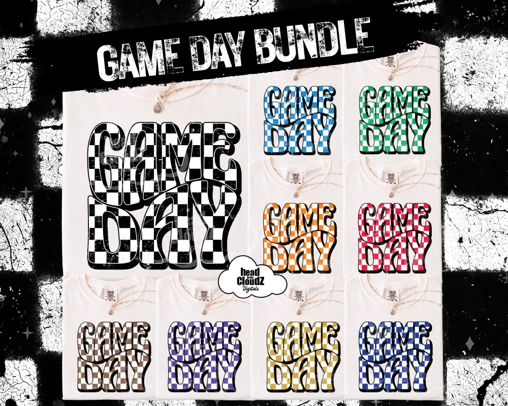 Checker Game Day Bundle (Distressed & Non Distressed PNG)