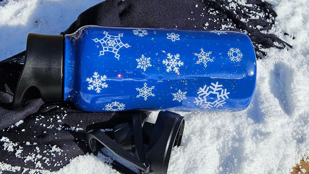 Snowfall Water Bottle 32oz, Snowflake, snow scape, interchan...