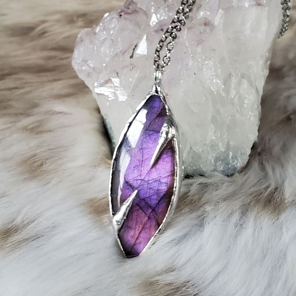 Gyre - Silver Soft Solder Necklace with Purple Labradorite