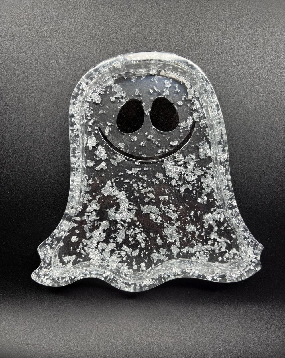 Trinket Tray: Ghost Design Resin - Silver Foil Accent
