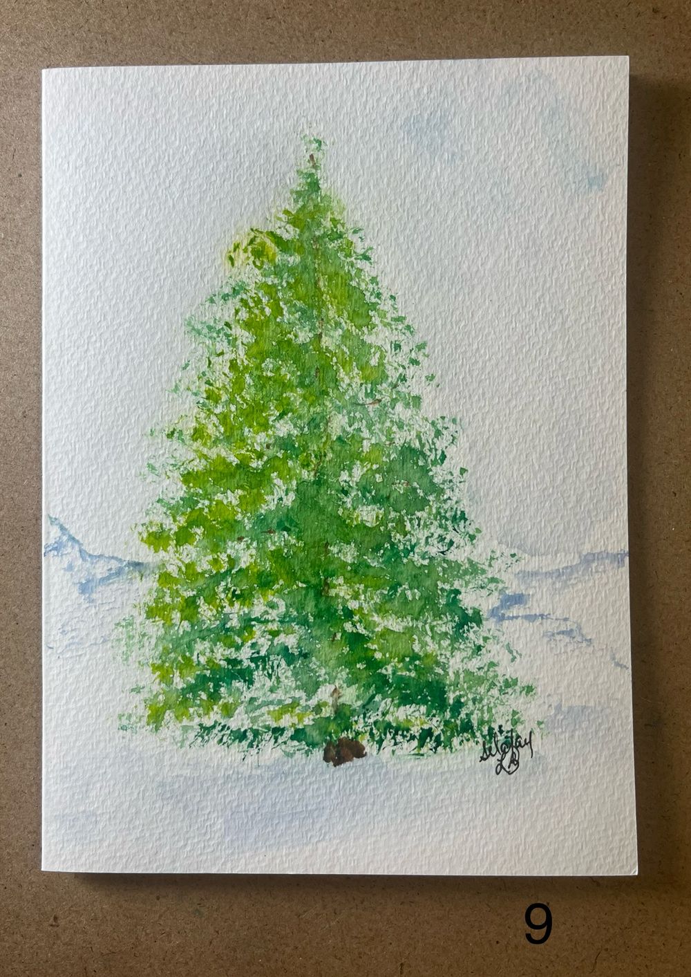 Holiday Card/Tree #9 - ORIGINAL watercolor painting 