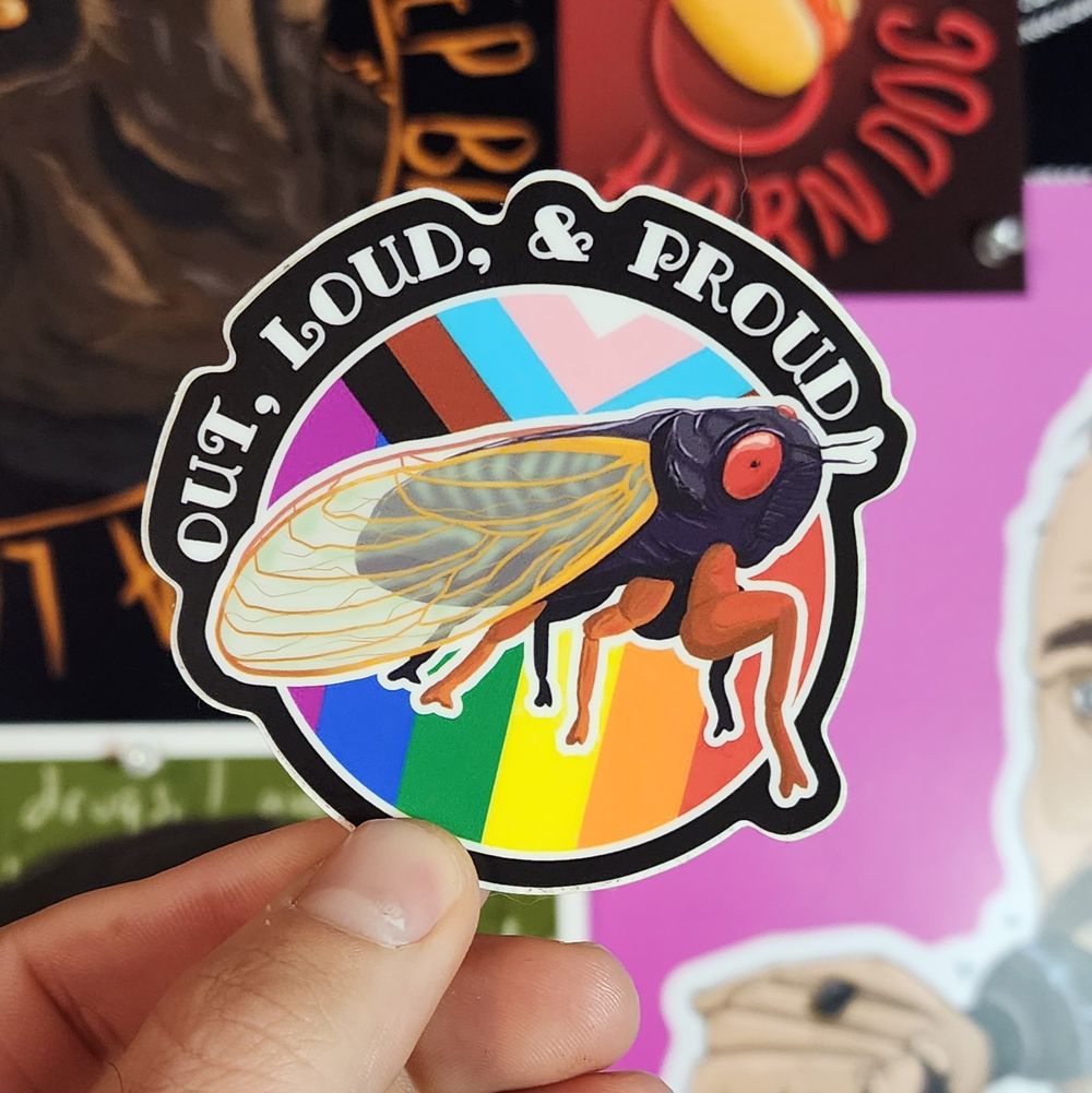 Out, Loud, and Proud. LGBTQIA sticker