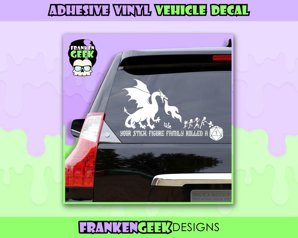 Your Stick Figure Family Rolled a 1 Vinyl Vehicle Decal