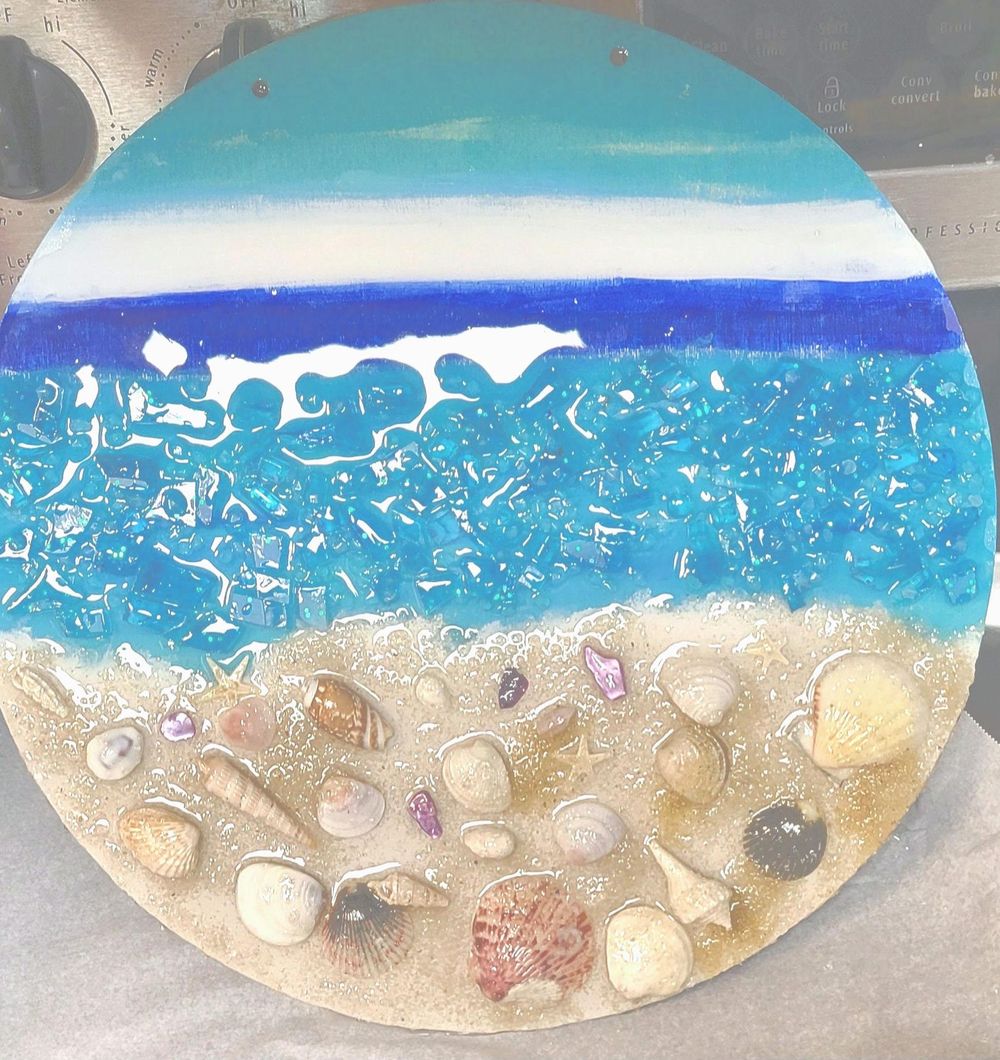 Handmade 12" resin beach nautical coastal wall art