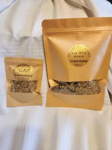 Unbirthday in bags- the sample will be in the 10 gram bag on the left