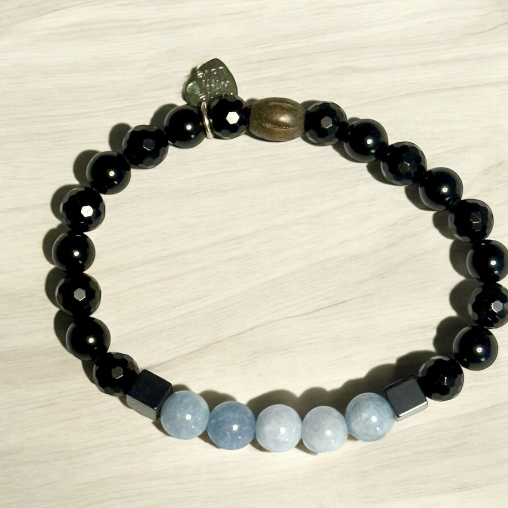Stretch Bracelet | Angelite, Black Tourmaline and Hematite