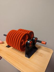 A compounding rotation desk ornament (each gear rotates 1/10th slower than the last)