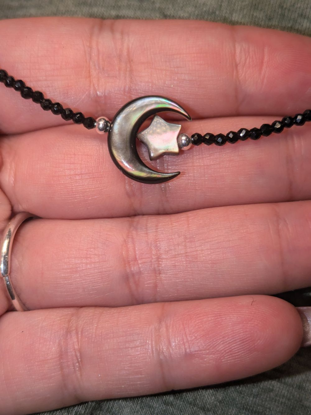 Crescent Moon and Star Dainty Necklace 16-18"