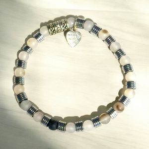 8.5" - Montana Flower Agate and Hematite