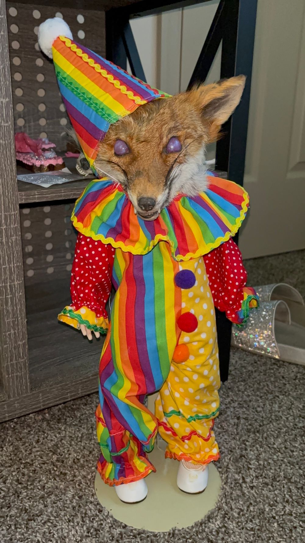 Fox 🦊 Clown Taxidermy Doll — Oddity Decor