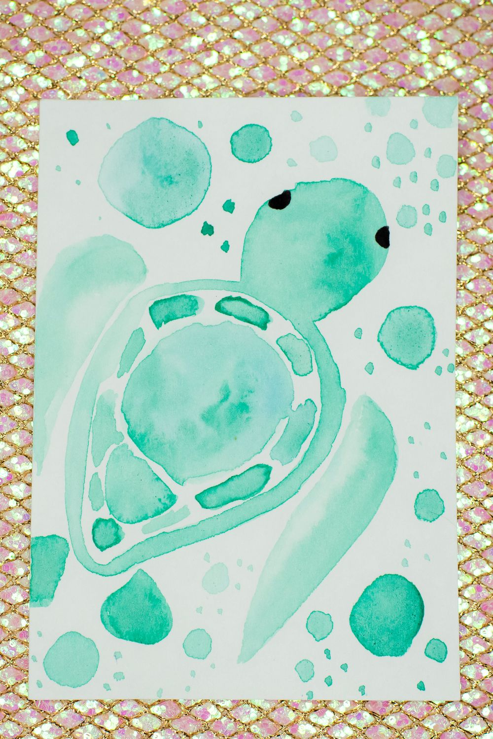 ACEO Orig - 'Bubble Turtle #1' - MiniArt - 2.5x3.5 collectable