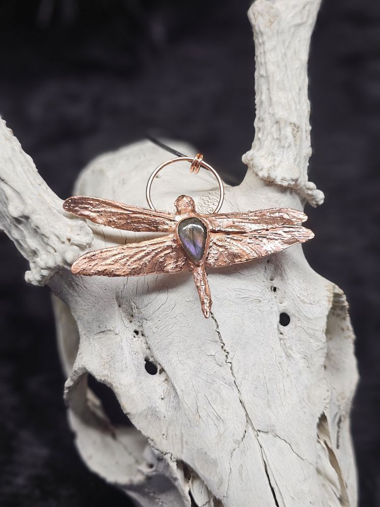 Elecroformed dragonfly necklace 