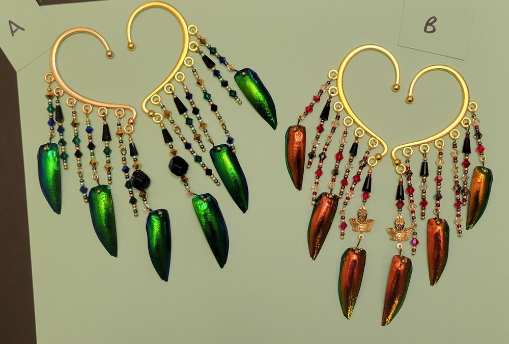 Jewel Beetle Wing Cuff Earrings
