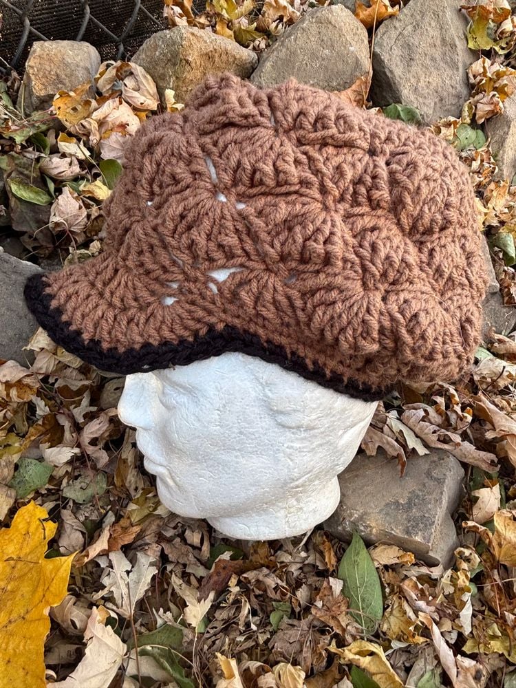 Brimmed Slouchy Crochet Hat 
