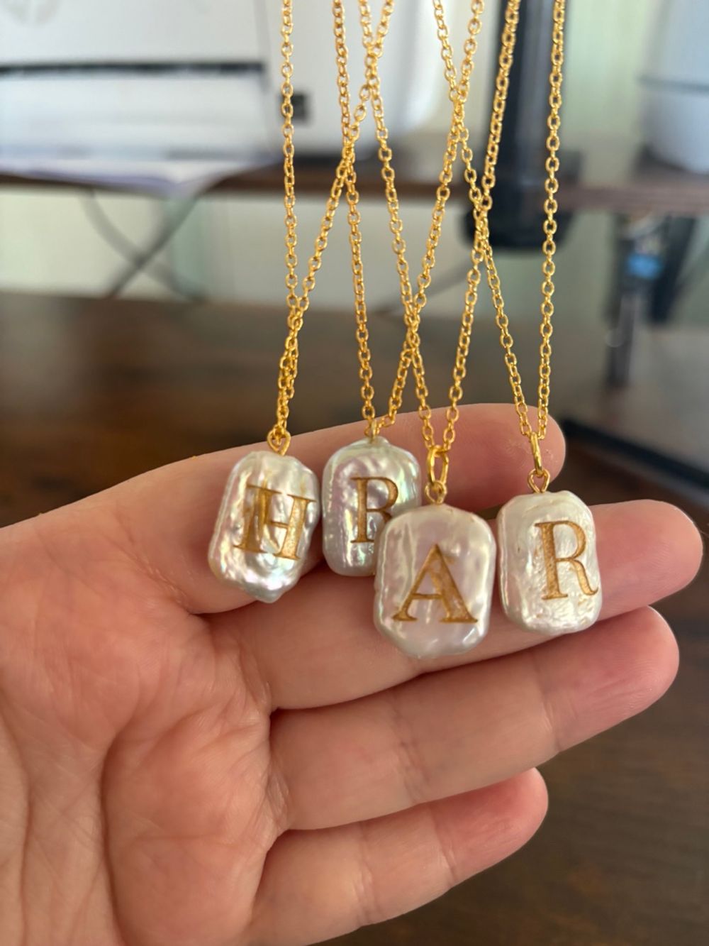 Monogramed Pearl Necklace