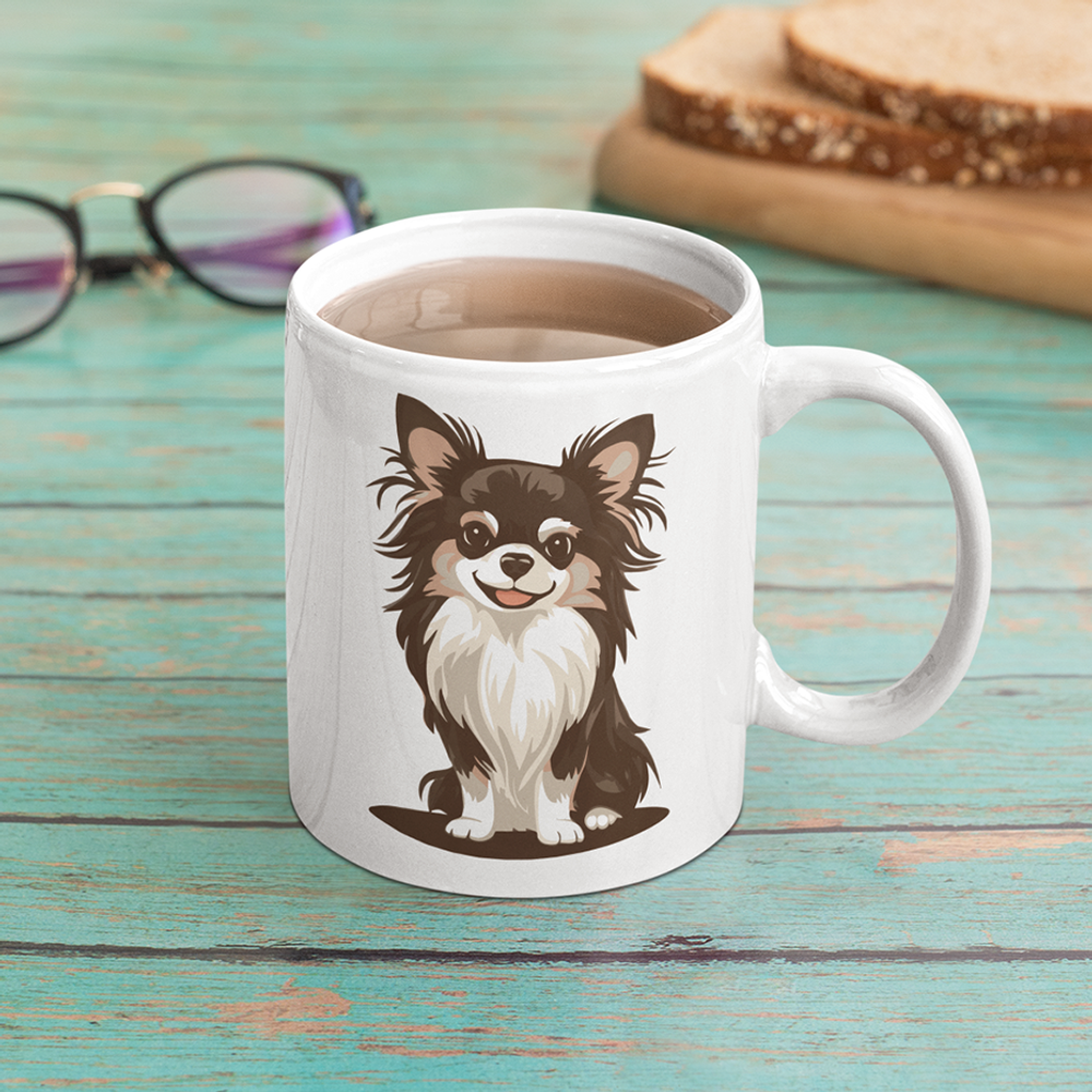 Long Haired Chihuahua Dog Ceramic Coffee Tea Mug 11oz