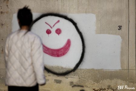 Another opportunistic photo that made me super excited because it turned out so well. I was trying to take a photo of the graffiti right as someone walked by