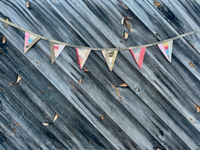 Patchwork Triangular Bunting Grey backing