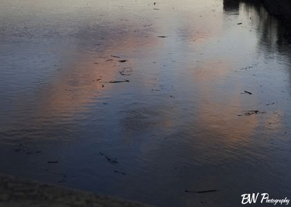 Neat little sunset reflection at the Old Chain of Rocks Bridge