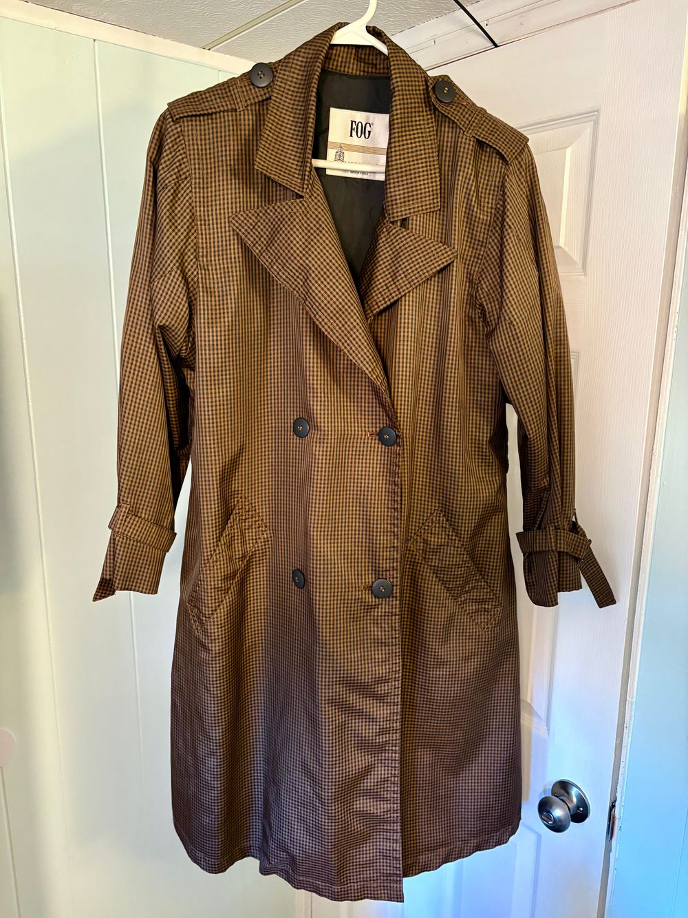 Vintage London Fog Checkered Brown Trench Coat