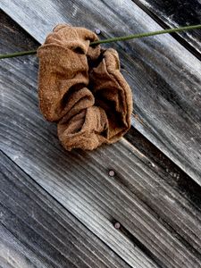 Brown scrunchie dyed with Black Walnut