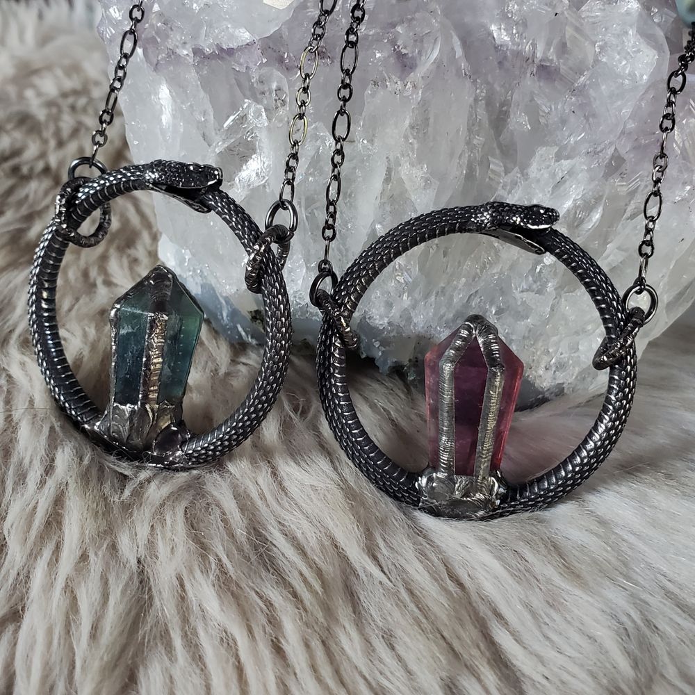 Lilith's Eternity - Ouroboros & Fluorite Necklace