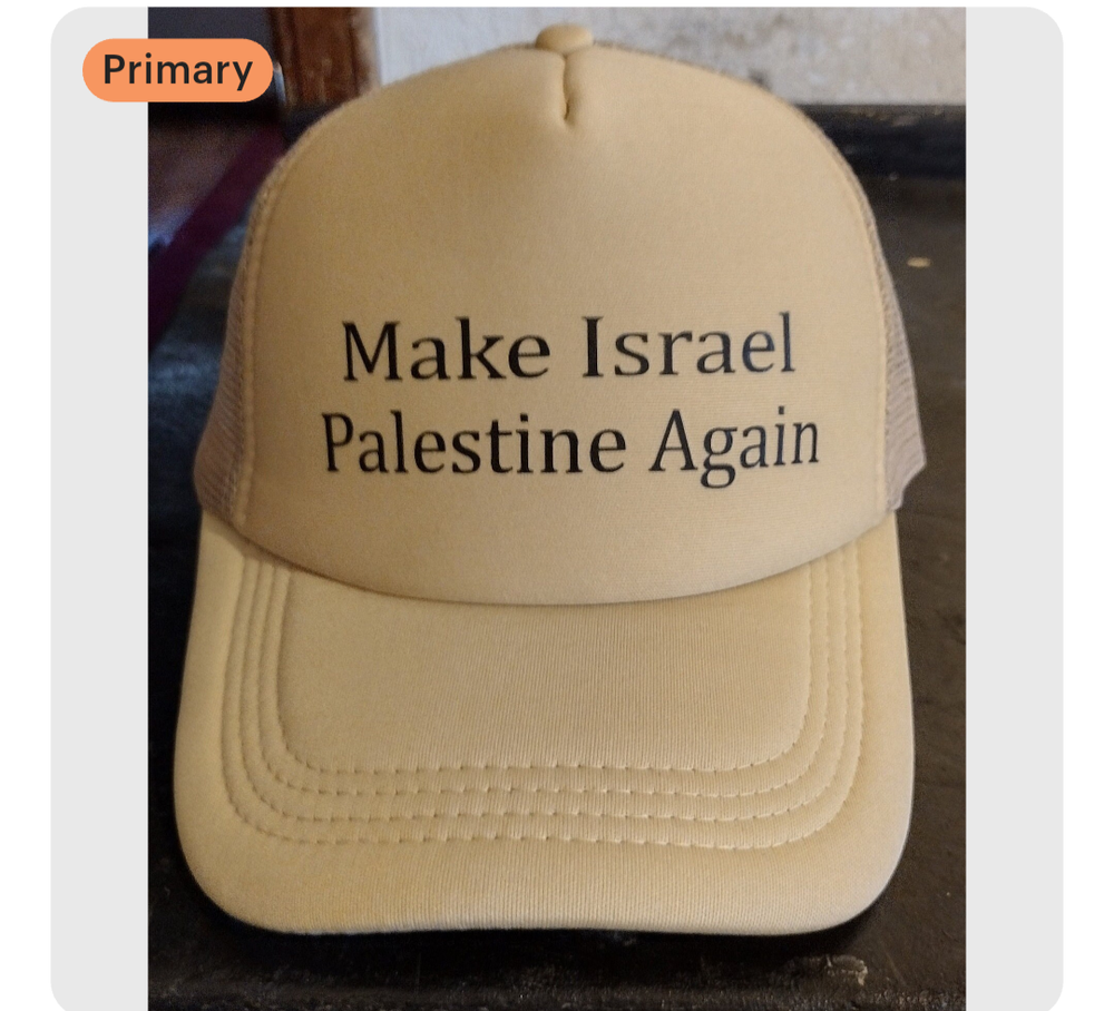 Make Israel Palestine Again tan snapback trucker hat