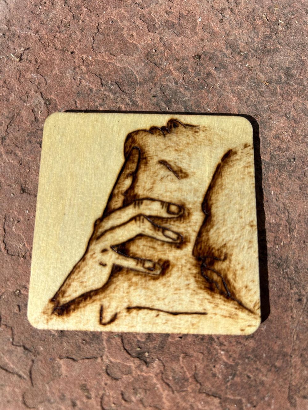 Pyrography Art Coaster | Handcrafted Sensual Wood Burned Des...