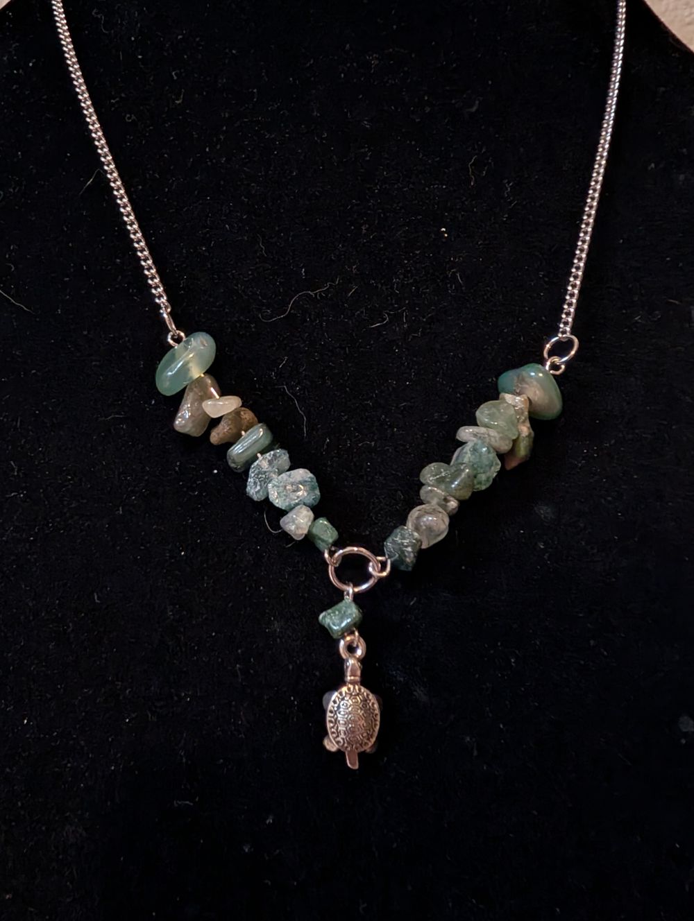 Moss Agate Turtle necklace