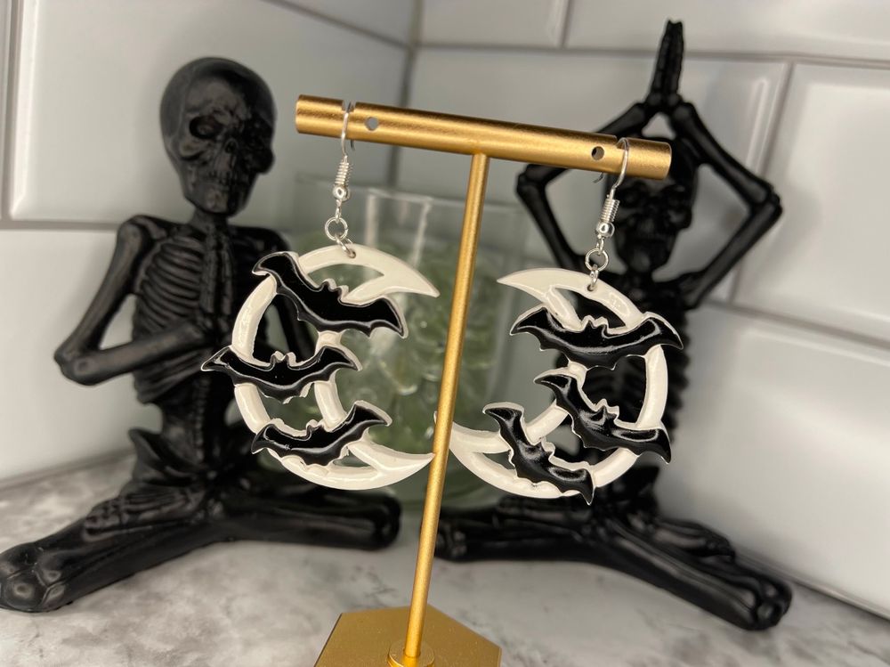 Bat Moon Hook Earrings 
