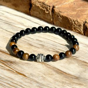 8" - Onyx, Hematite and Wood Mala
