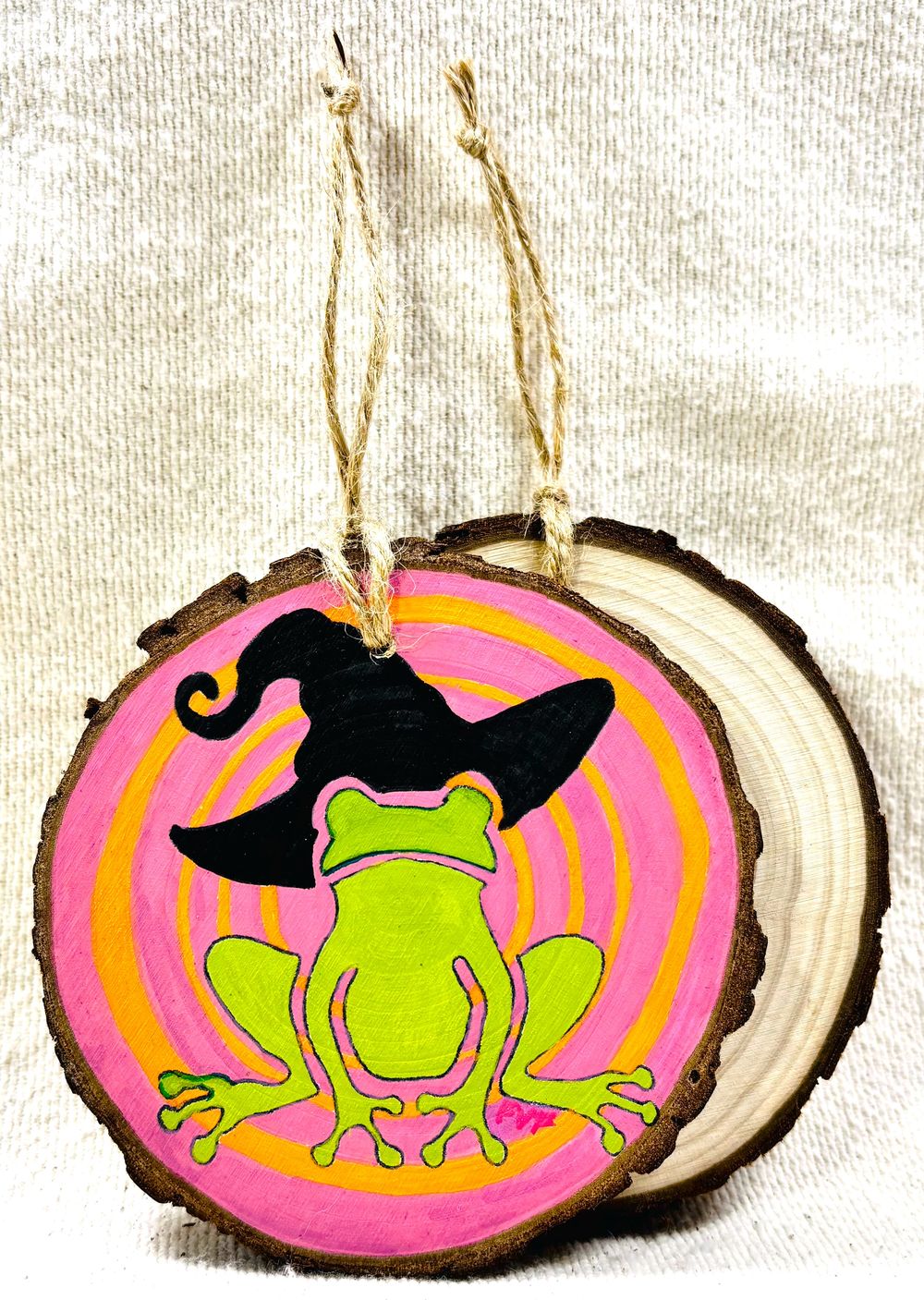 PurpleOrange Frog Spiral Ornament