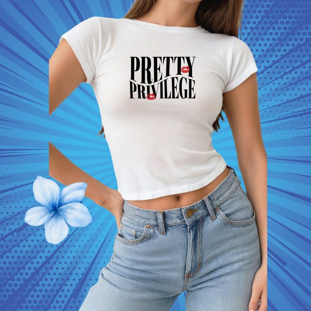 Y2K Baby Tee Crop Top Pretty Privilege T-shirt  Gift Y2K Cro...