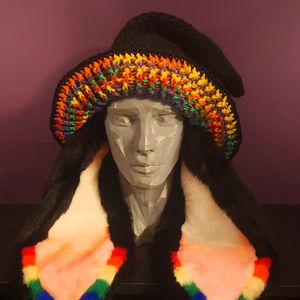 Front of rainbow hat