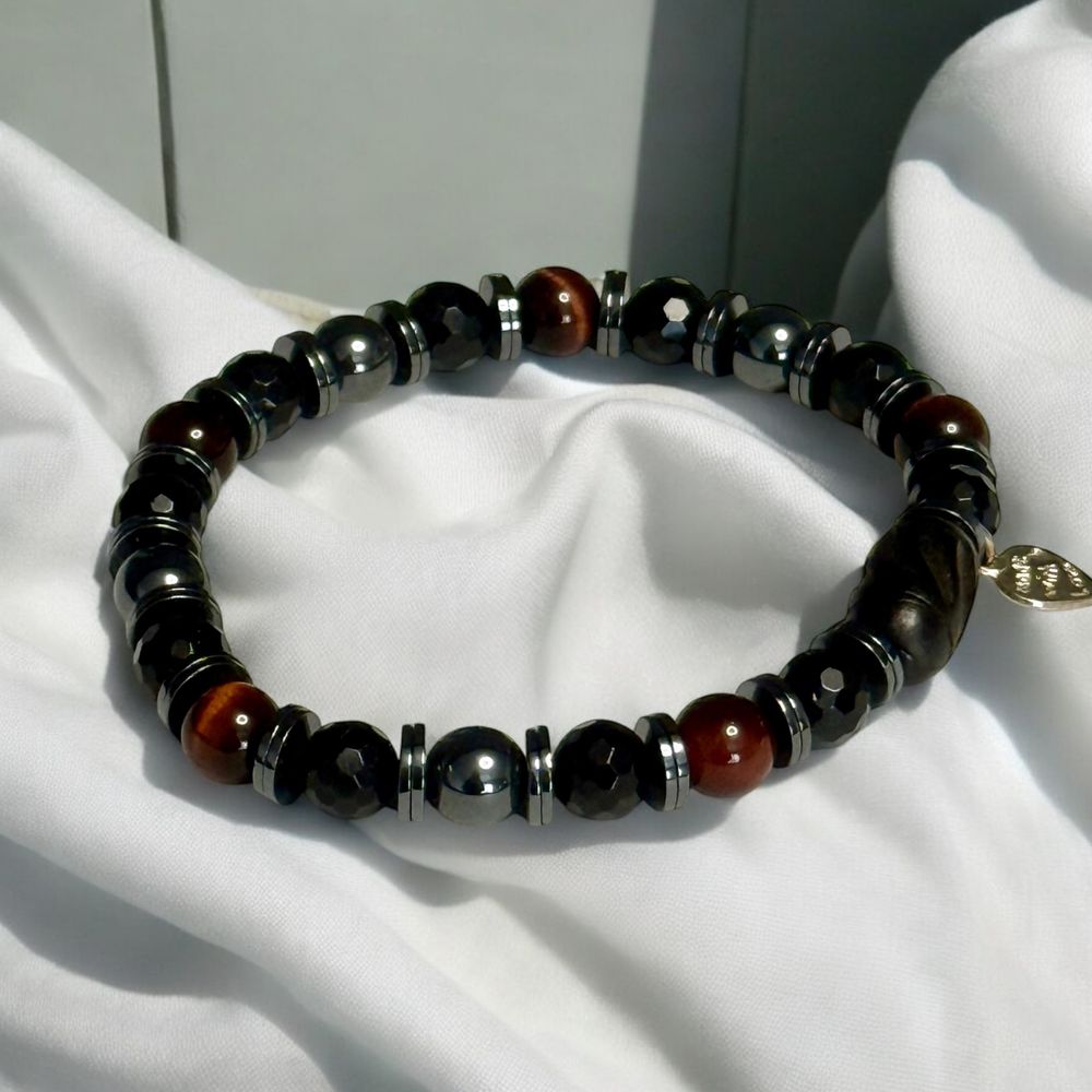 Stretch Bracelet | Black Tourmaline and Sandalwood