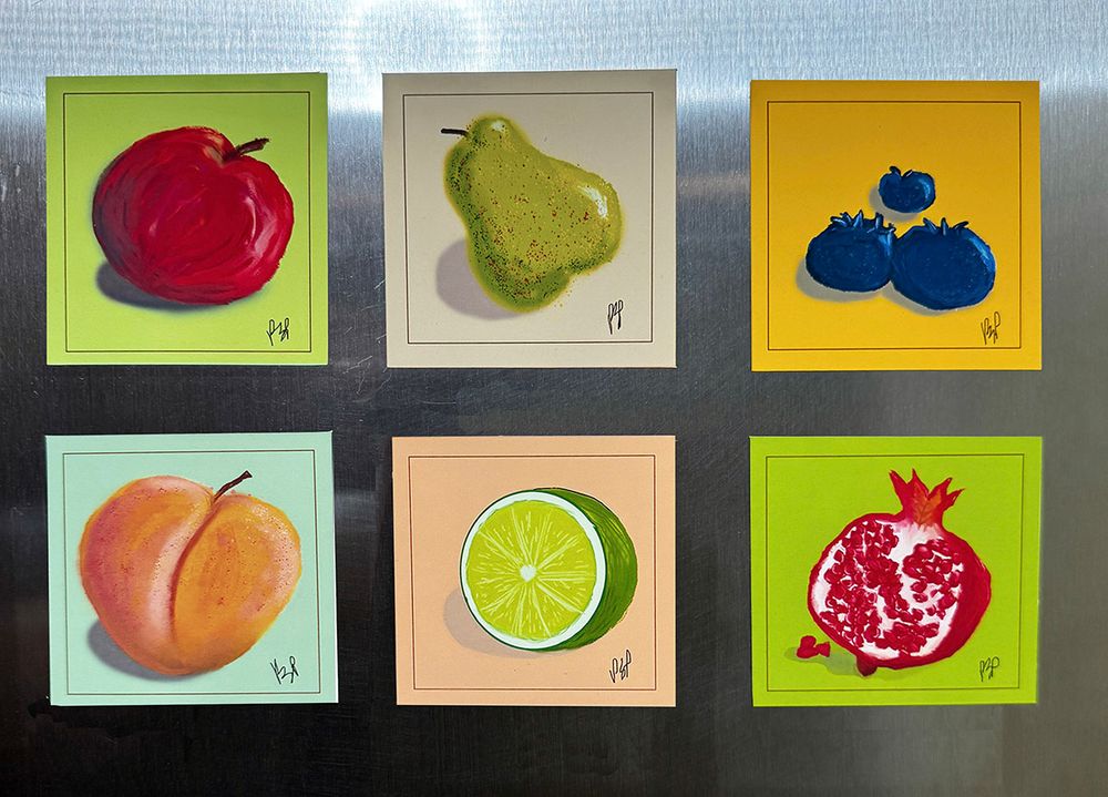 "Fruit #1" Refrigerator Magnets 3x3