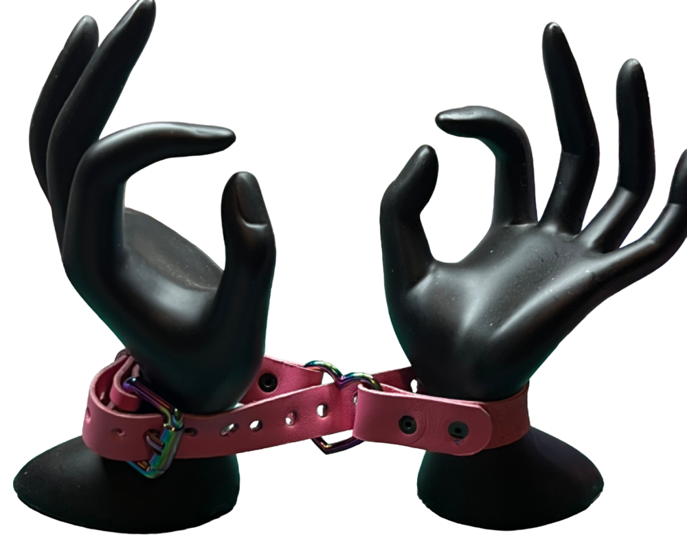 3/4” wide Discreet restraint bracelet Pink leather shipping included 