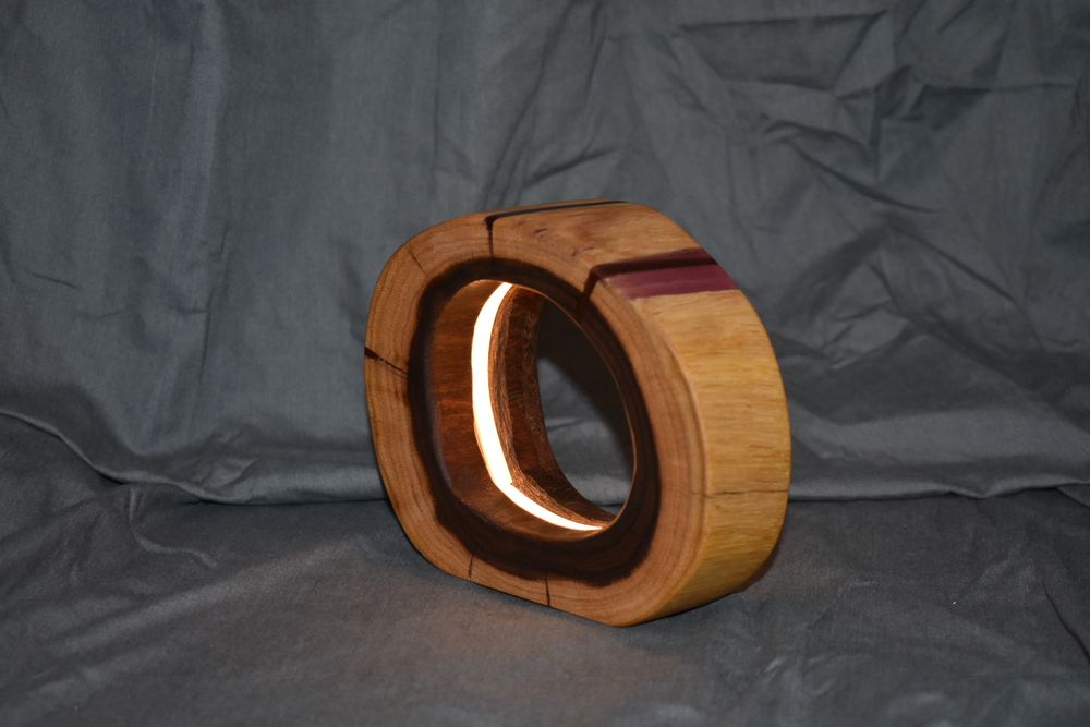 Wood LED Lamp w/ Purple Epoxy