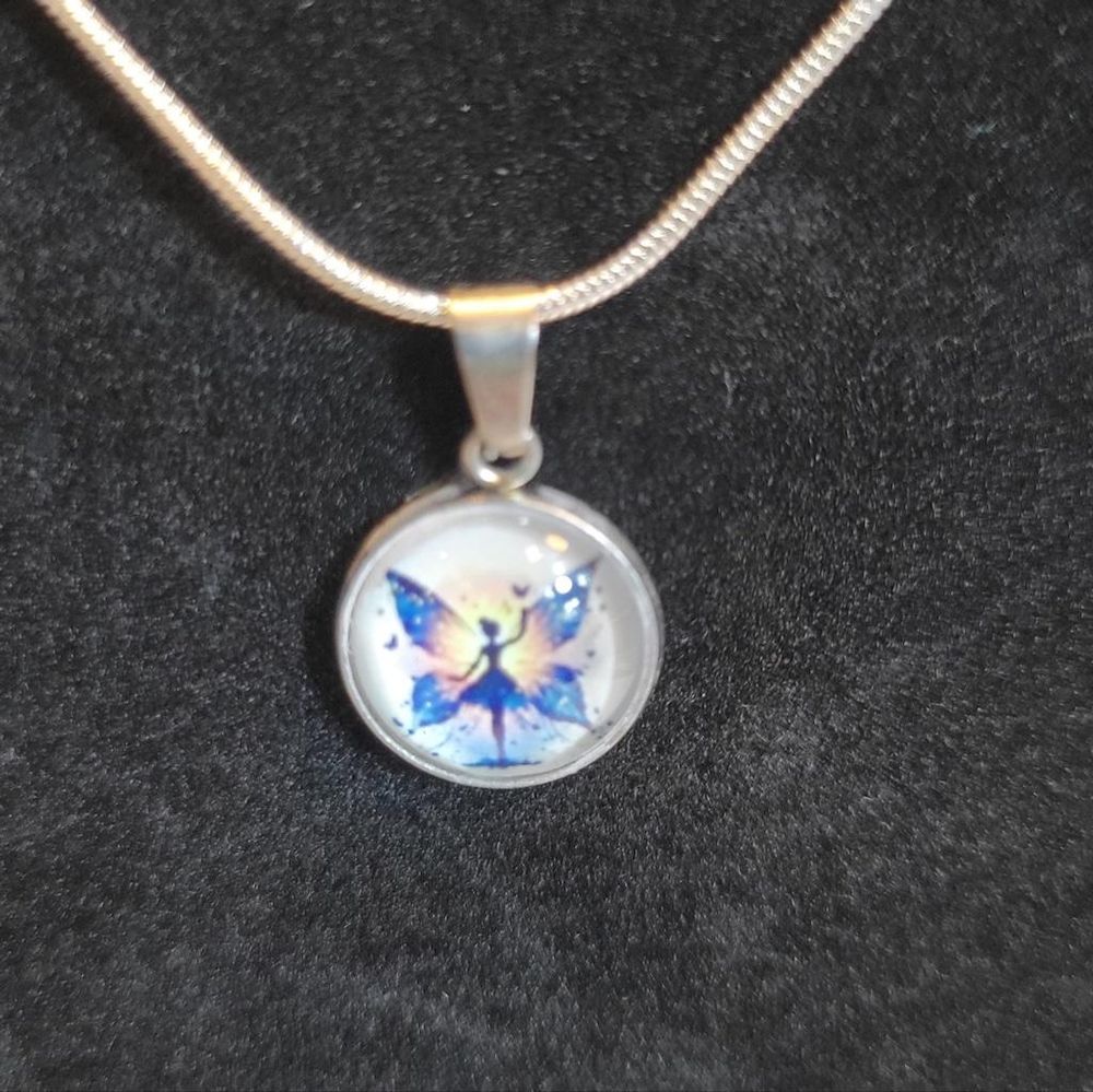 Hand crafted Fairy pendant necklace on 925 Sterling Silver c...