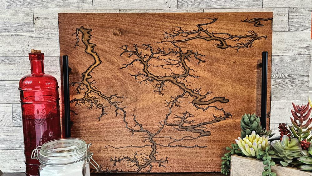 Fractal Wood Burning Large Serving Tray, Honey Brown with a ...