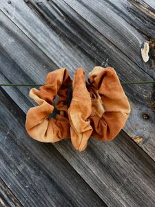 Orange scrunchies dyed with Yellow Onion skin