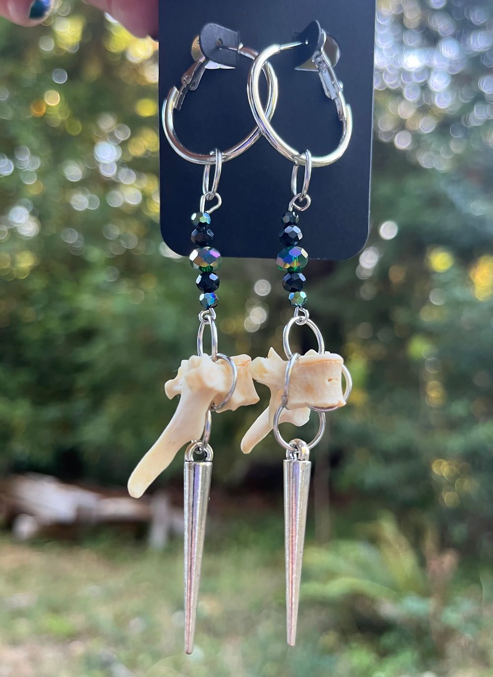  Raccoon vertebrae spear earrings 