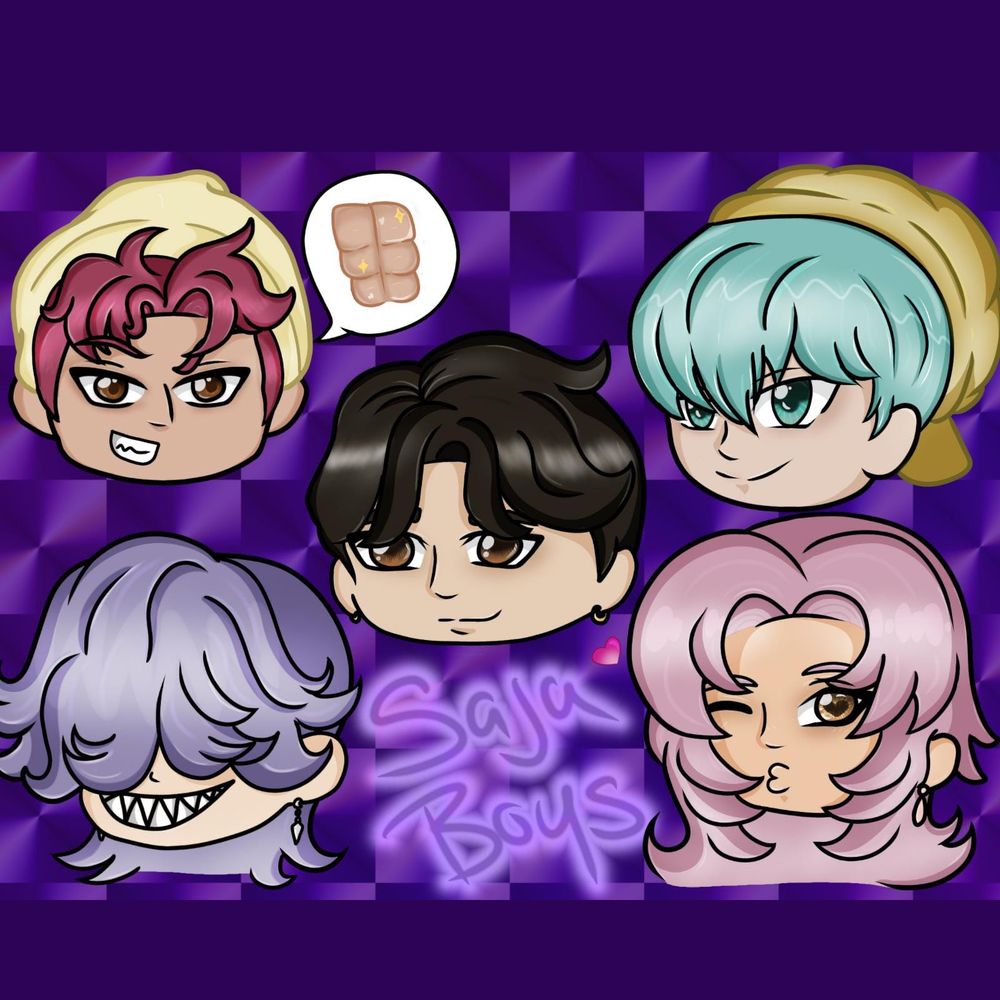 KPDH Little Soda Pop Saja Boys Chibi Head Sticker (Full Set- 5 Stickers)